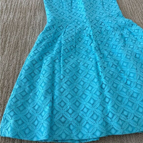 Lilly Pulitzer Blue Strapless Fit and Flare Dress - Picture 2 of 6